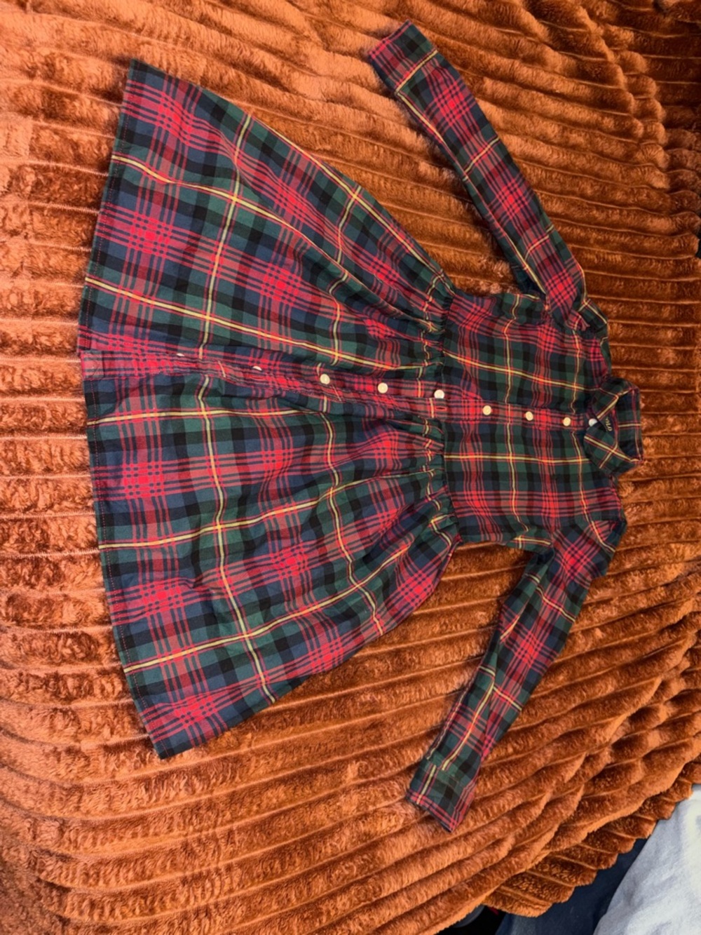 Polo by Ralph Lauren Red and Green Plaid Button-Front dress
